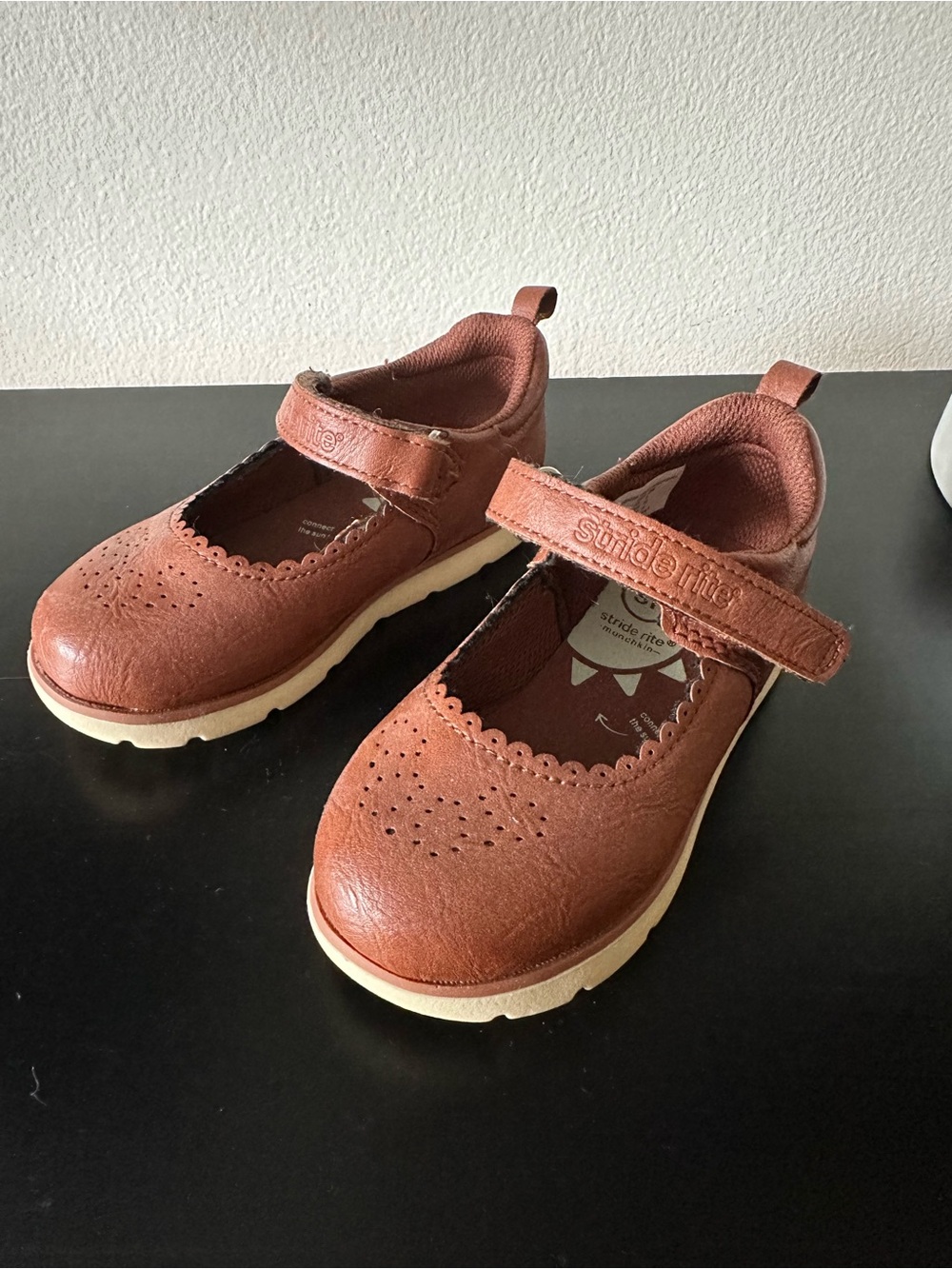 Stride Rite Girls' Tan Brown Leather Mary Jane Shoes